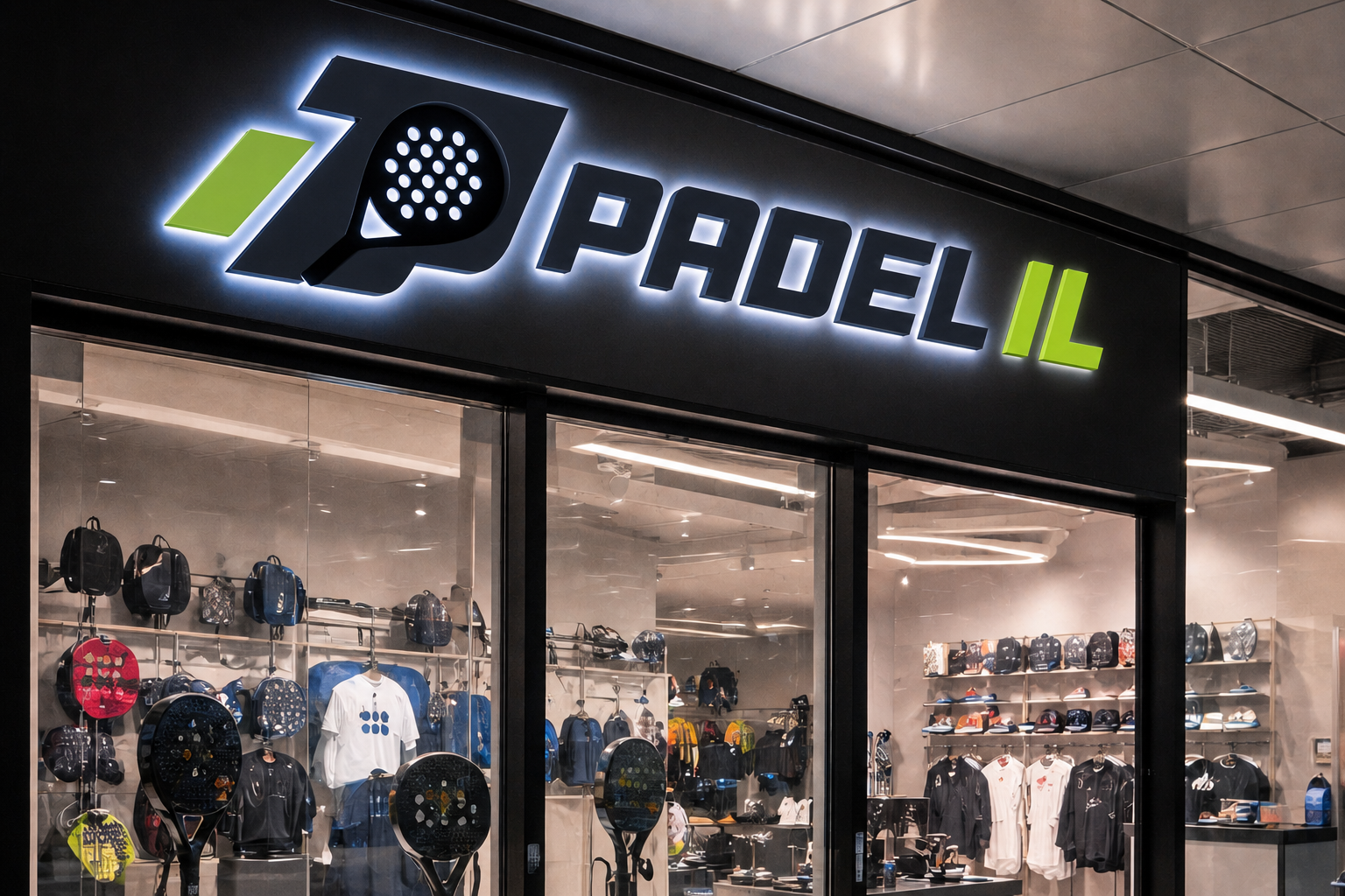 חזית חנות PADEL IL עם ציוד פדל ממותג